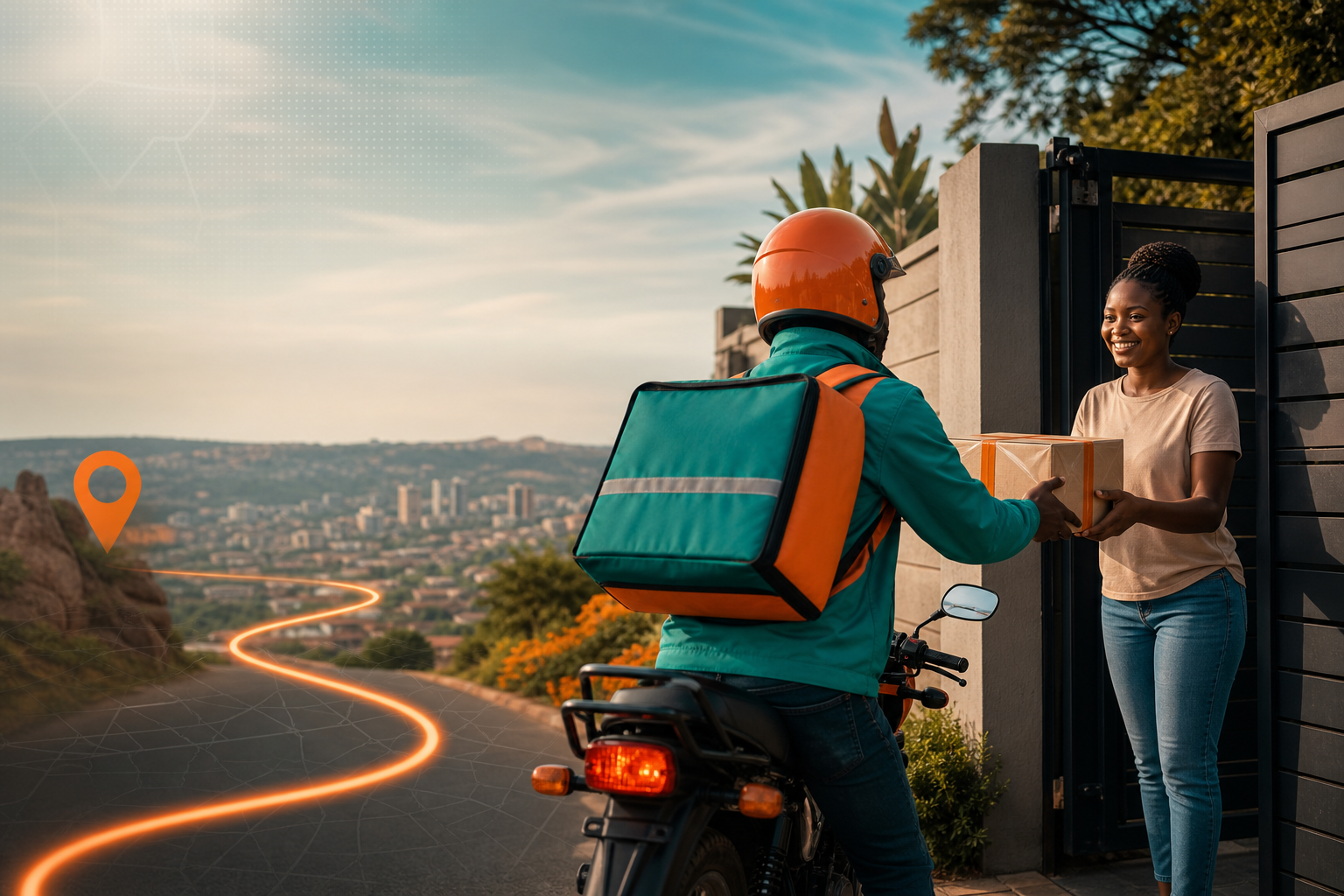 Courier delivering a parcel to a customer